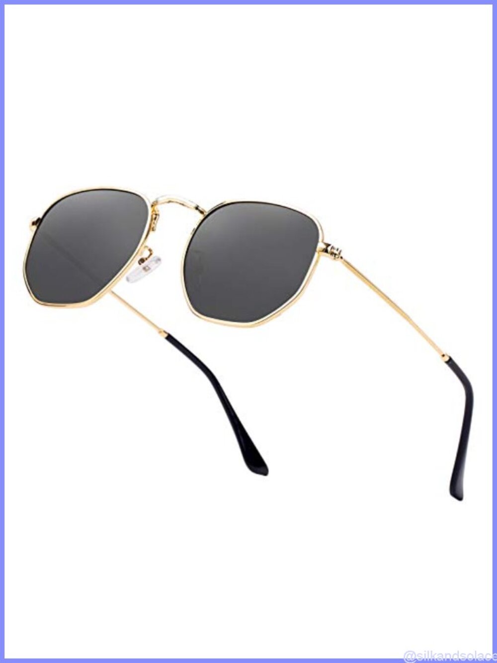 Polarized Sunglasses Men Women Hexagonal Metal Frame Retro Small Square Vintage